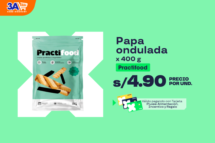 PAPA ONDULADA X 400 G PRACTIFOOD A S/4.90.PRECIO X UND.